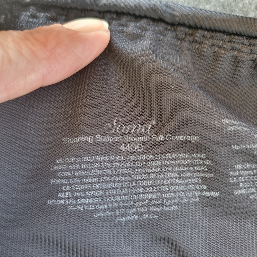 Soma Stunning Support Smooth Full Coverage Bra Womens 44DD Black Good Underwire - Picture 5 of 6